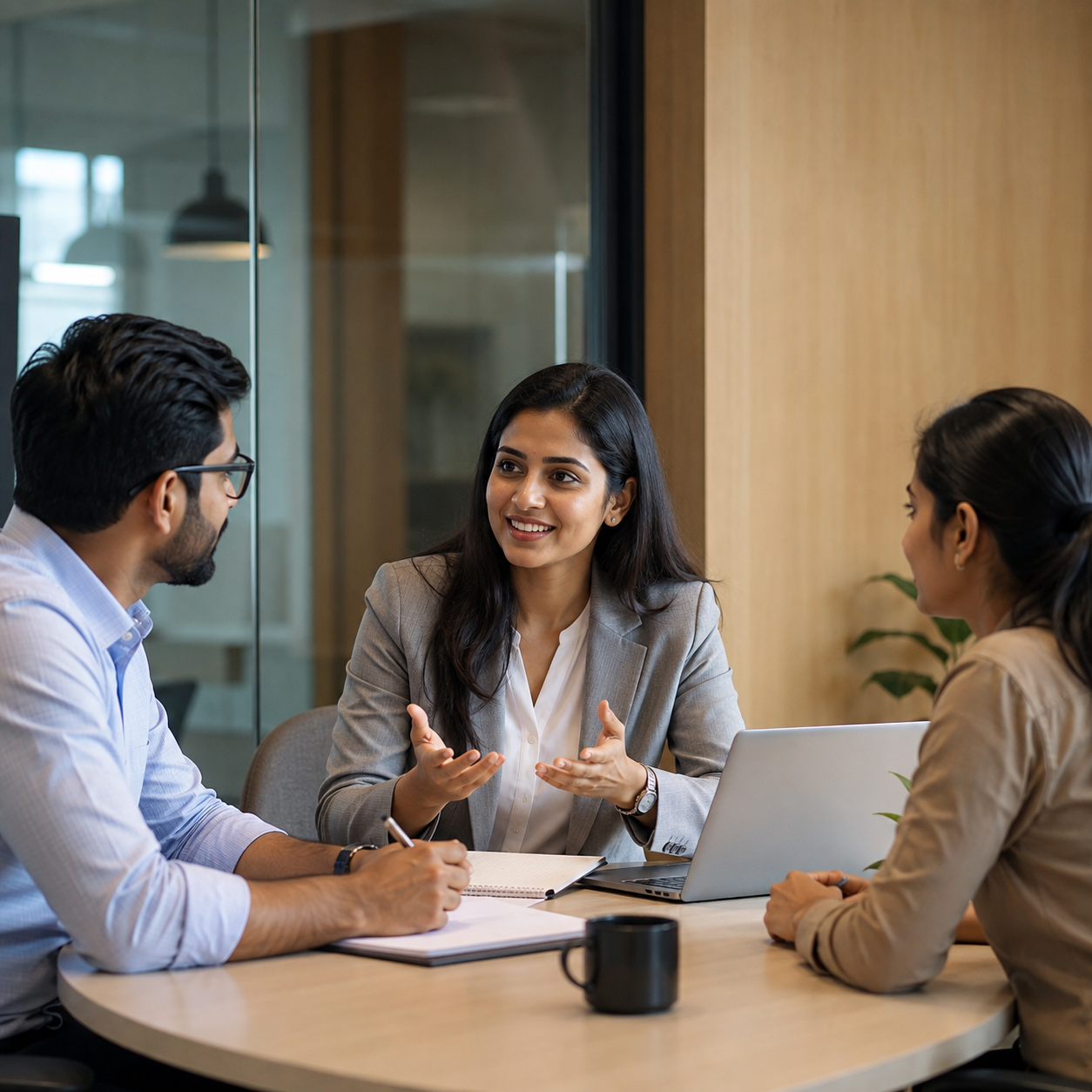 Apexcel Global Solutions recruitment consultant in deep conversation with candidate